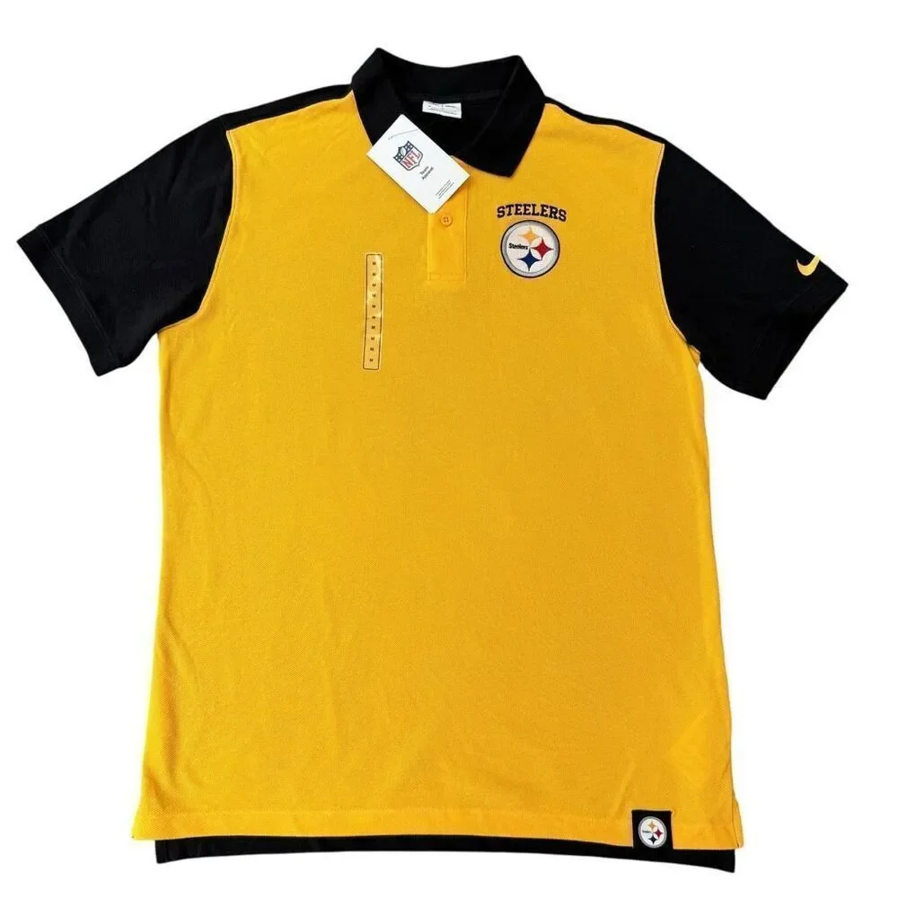 Nike NFL football Pittsburgh Steelers Men's Polo shirt 100% cotton size S NWT